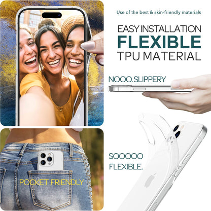 NALIA Transparente Silikonhülle für iPhone 15 Pro – Anti-Gelb & Rutschfest – GLAZE (Handyhülle Kristallklar, Schlank & Stoßfest) – Marke aus Berlin