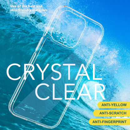 NALIA Transparente Hülle für iPhone 15 – Anti-Gelb & Stoßfest – BLYSS (Rückseite in Glas-Optik) – Marke aus Berlin