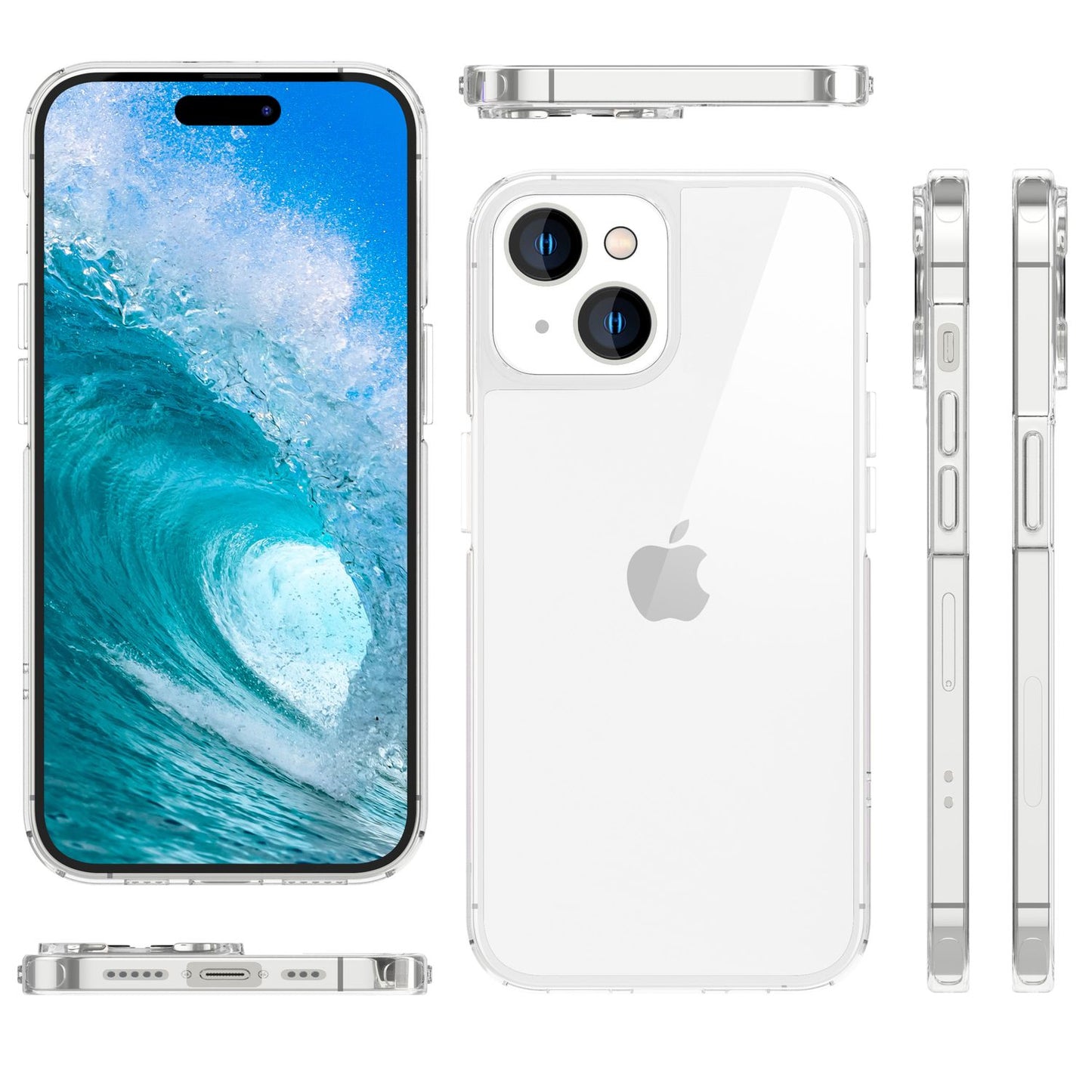 NALIA Transparente Hülle für iPhone 15 Plus – Anti-Gelb & Stoßfest – BLYSS (Rückseite in Glas-Optik) – Marke aus Berlin