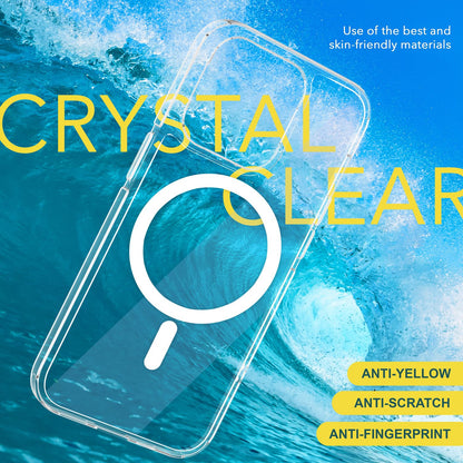 NALIA Transparentes Magnet Case für iPhone 15 – MagPower System (MagSafe kompatibel) – LUMEX (Edle Glas-Optik, aber unzerbrechlich) – Marke aus Berlin