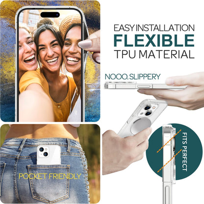 NALIA Transparentes Magnet Case für iPhone 15 – MagPower System (MagSafe kompatibel) – LUMEX (Edle Glas-Optik, aber unzerbrechlich) – Marke aus Berlin