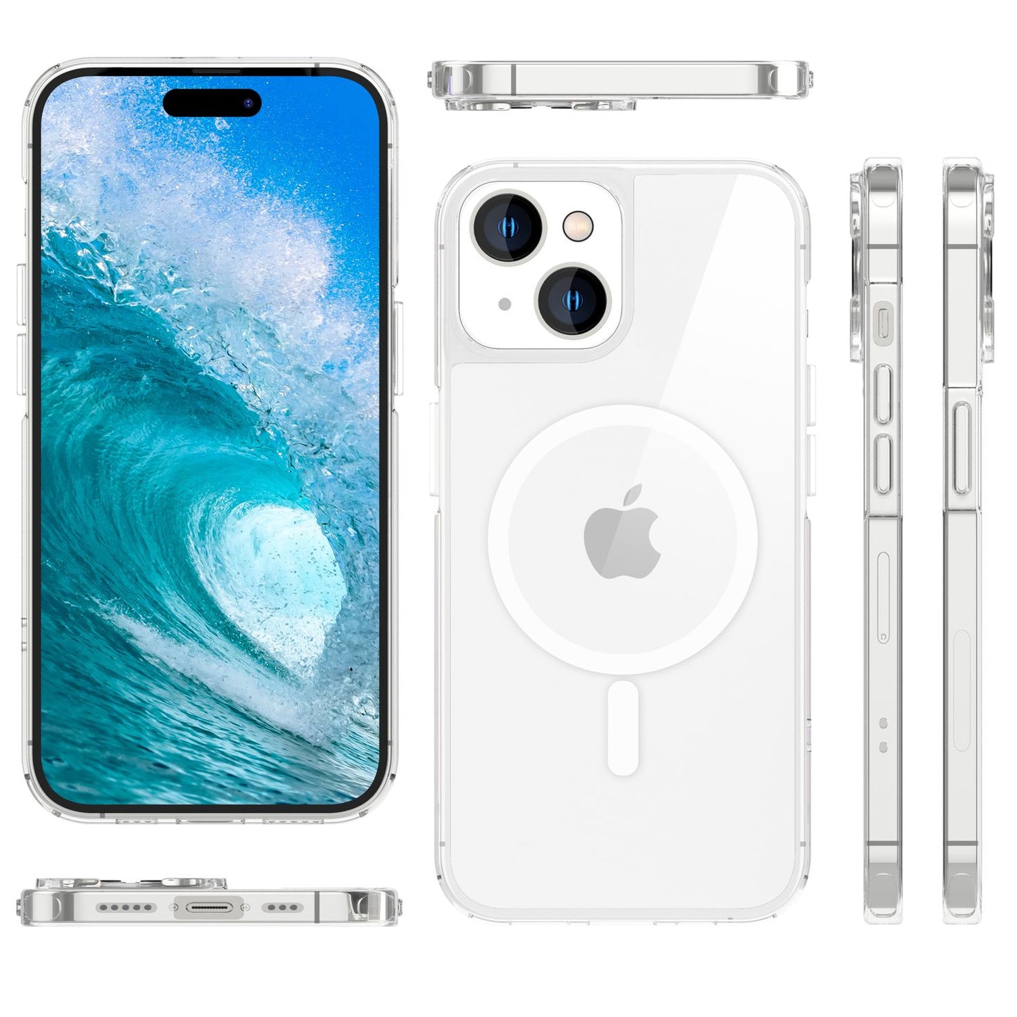 NALIA Transparentes Magnet Case für iPhone 15 – MagPower System (MagSafe kompatibel) – LUMEX (Edle Glas-Optik, aber unzerbrechlich) – Marke aus Berlin