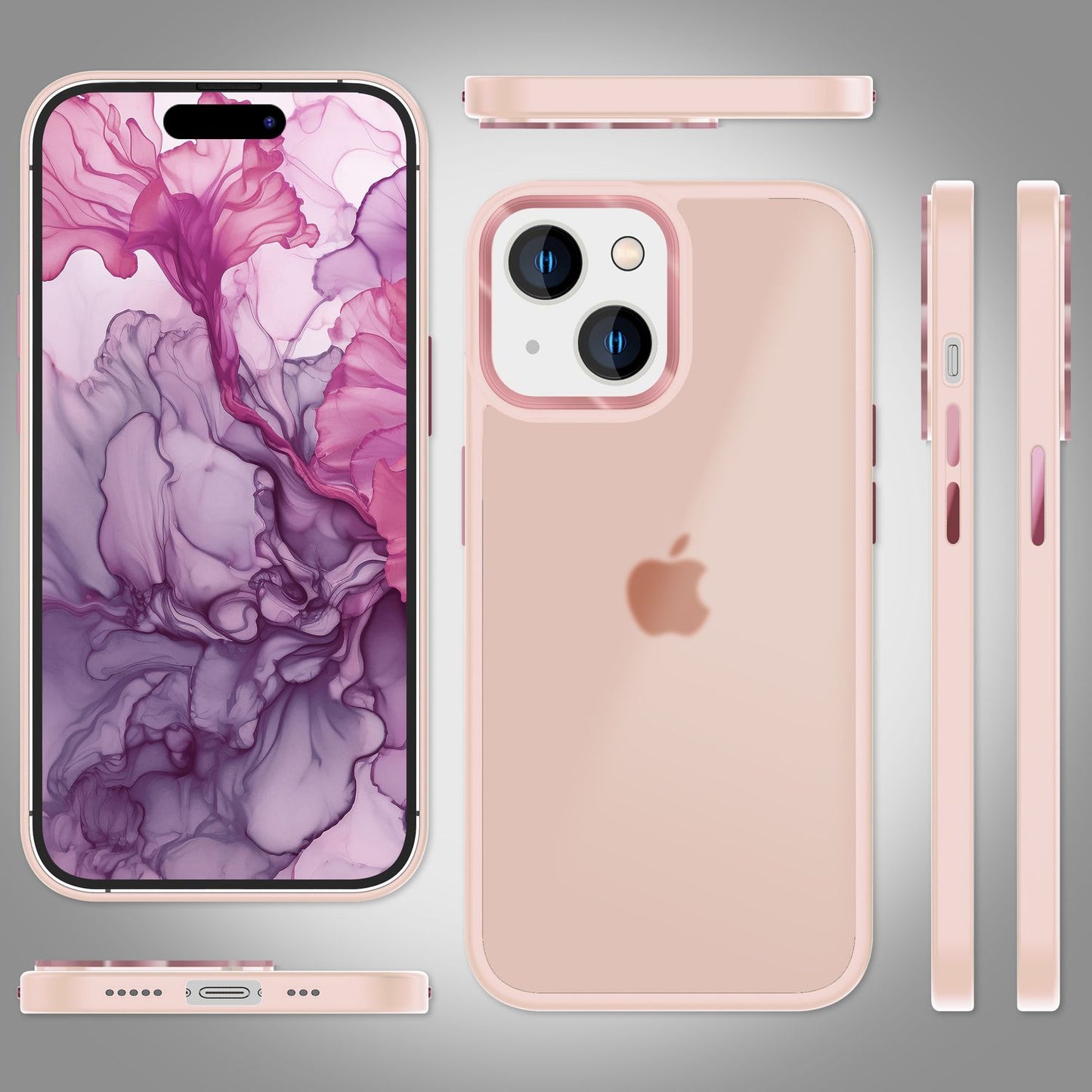 NALIA Matte Handyhülle für iPhone 15 – Stoßfester Silikon-Rahmen & Semi-Transparent – FUZION (Anti-Fingerprint Case) – Marke aus Berlin