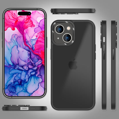 NALIA Matte Handyhülle für iPhone 15 – Stoßfester Silikon-Rahmen & Semi-Transparent – FUZION (Anti-Fingerprint Case) – Marke aus Berlin