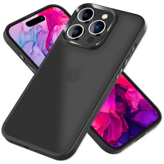 NALIA Matte Handyhülle für iPhone 15 Pro Max – Stoßfester Silikon-Rahmen & Semi-Transparent – FUZION (Anti-Fingerprint Case) – Marke aus Berlin
