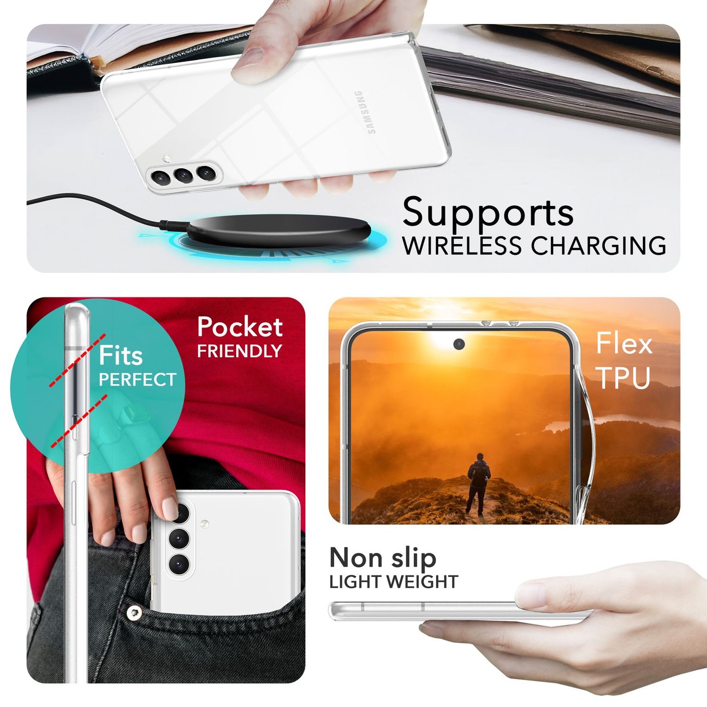 NALIA Transparente Silikonhülle für Samsung Galaxy S24 Plus – Anti-Gelb & Rutschfest – GLAZE (Handyhülle Kristallklar, Schlank & Stoßfest) – Marke aus Berlin