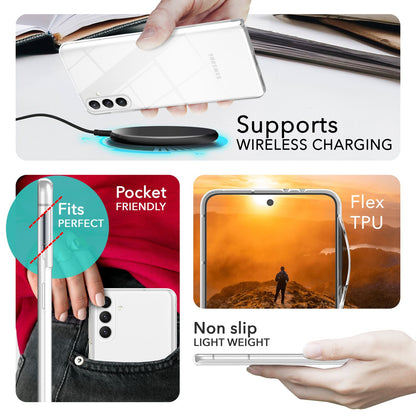 NALIA Transparente Silikonhülle für Samsung Galaxy S24 Plus – Anti-Gelb & Rutschfest – GLAZE (Handyhülle Kristallklar, Schlank & Stoßfest) – Marke aus Berlin