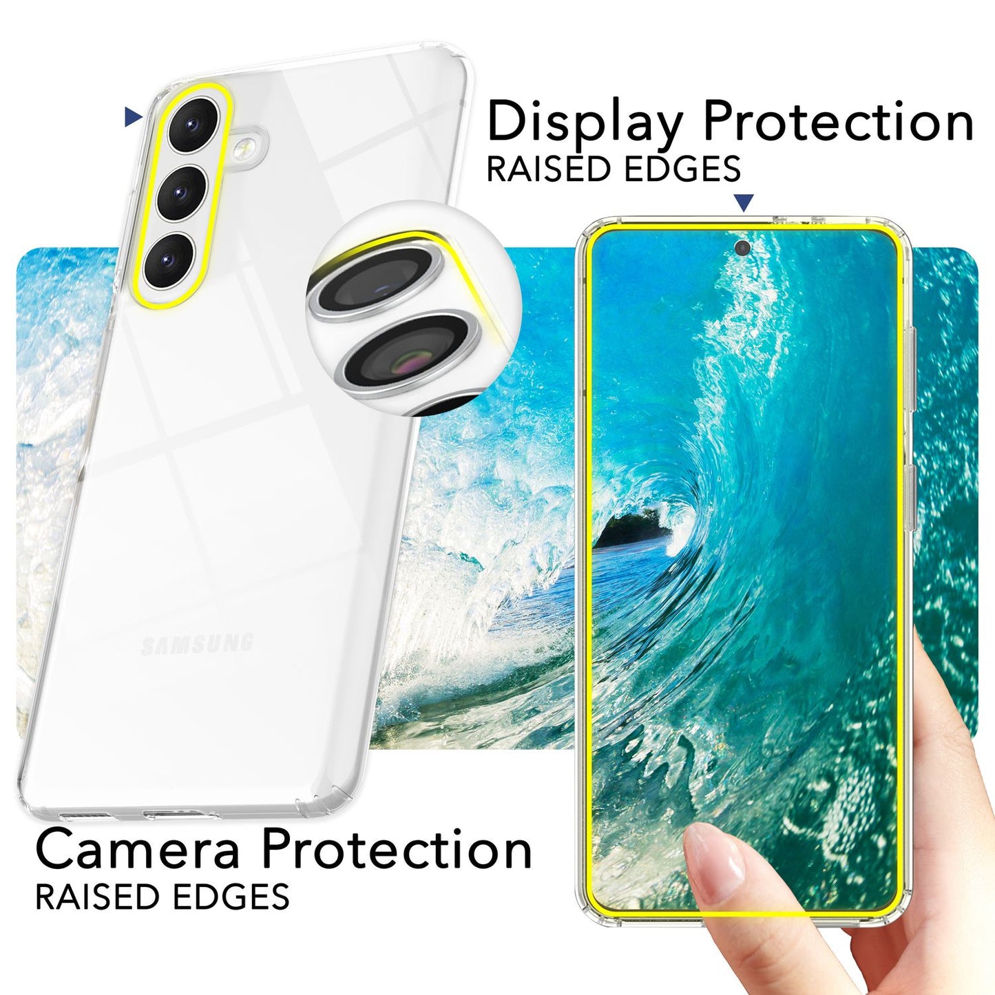 NALIA Transparente Hülle für Samsung Galaxy S24 – Harte Rückseite & Silikon Rand – IGNITE (Stoßfeste Handyhülle & Verstärkte Ecken) – Marke aus Berlin