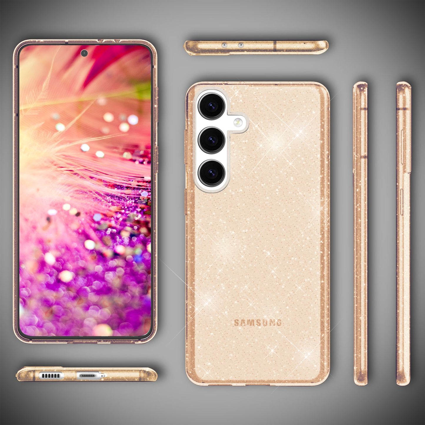 NALIA Glitzerhülle für Samsung Galaxy S24 – Funkelndes Silikon Case – DAZZLIN (Transparent & Stoßfest) – Marke aus Berlin