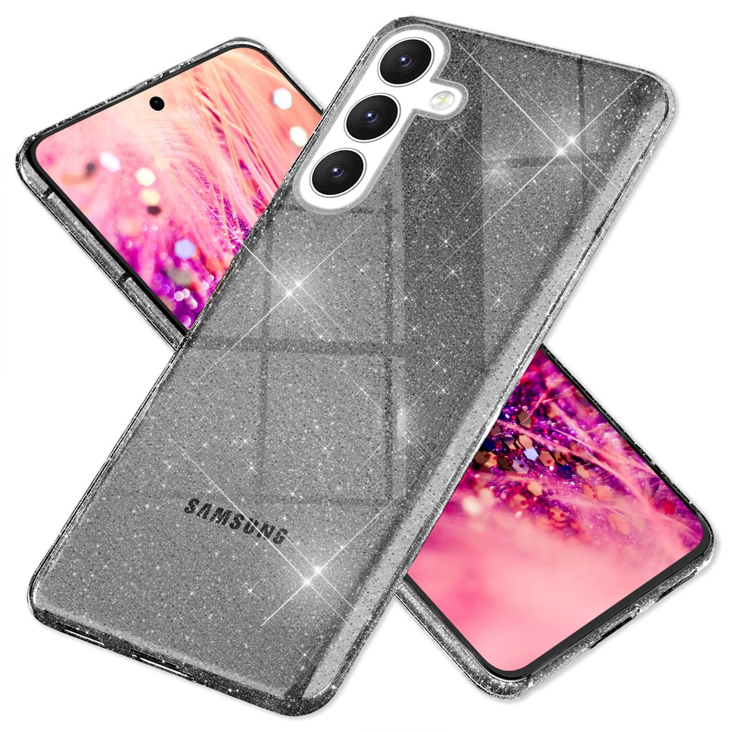 NALIA Glitzerhülle für Samsung Galaxy S24 Plus – Funkelndes Silikon Case – DAZZLIN (Transparent & Stoßfest) – Marke aus Berlin