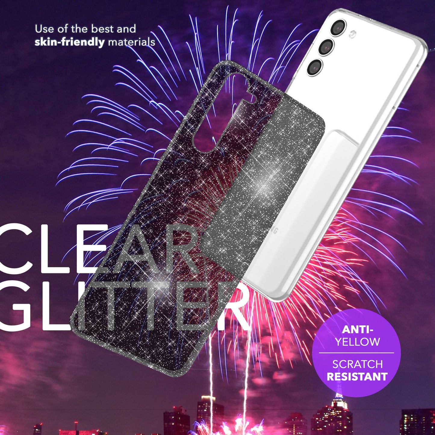 NALIA Glitzerhülle für Samsung Galaxy S24 Plus – Funkelndes Silikon Case – DAZZLIN (Transparent & Stoßfest) – Marke aus Berlin