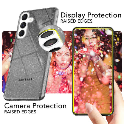 NALIA Glitzerhülle für Samsung Galaxy S24 Plus – Funkelndes Silikon Case – DAZZLIN (Transparent & Stoßfest) – Marke aus Berlin
