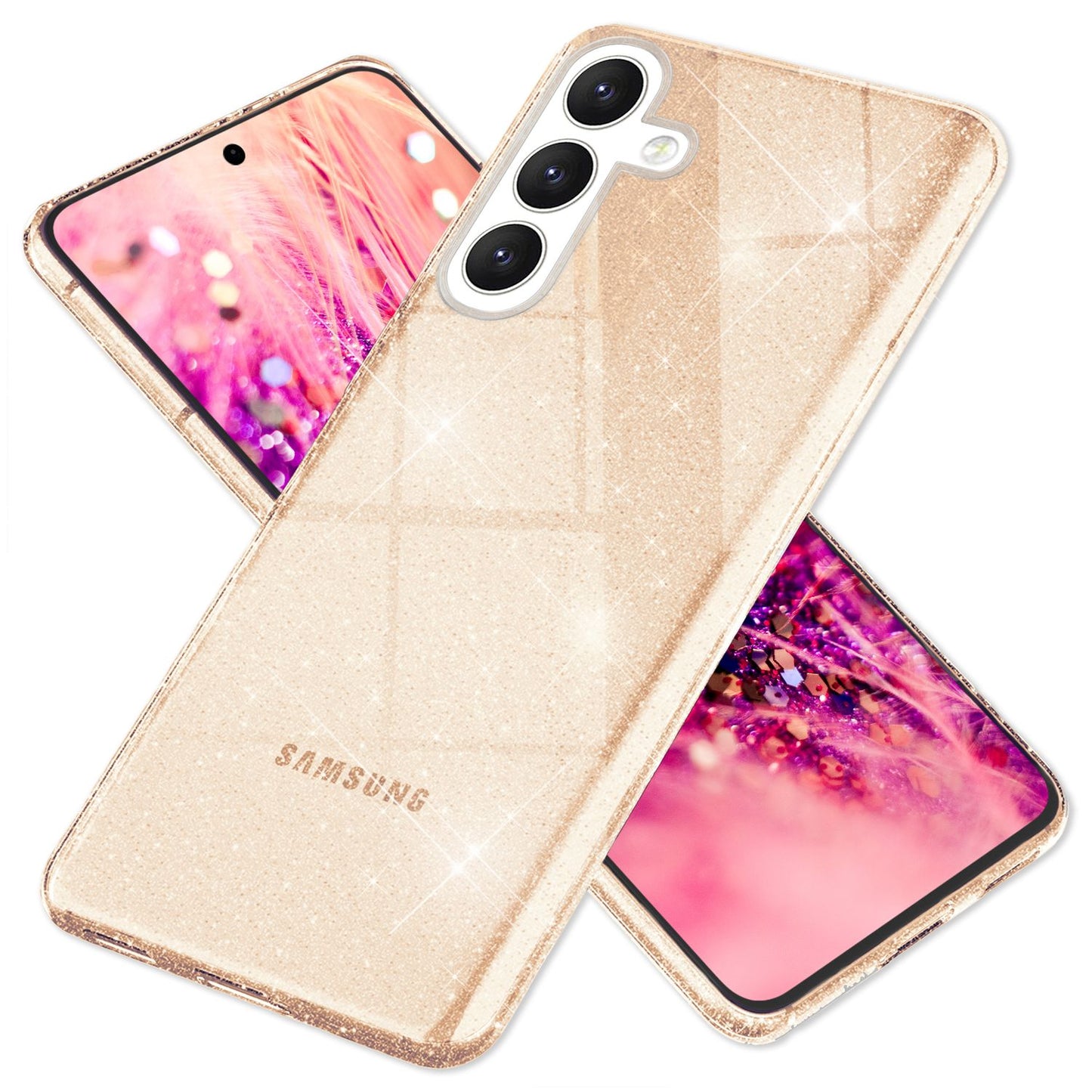 NALIA Glitzerhülle für Samsung Galaxy S24 Plus – Funkelndes Silikon Case – DAZZLIN (Transparent & Stoßfest) – Marke aus Berlin