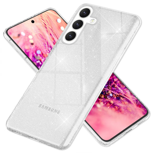 NALIA Glitzerhülle für Samsung Galaxy S24 Plus – Funkelndes Silikon Case – DAZZLIN (Transparent & Stoßfest) – Marke aus Berlin