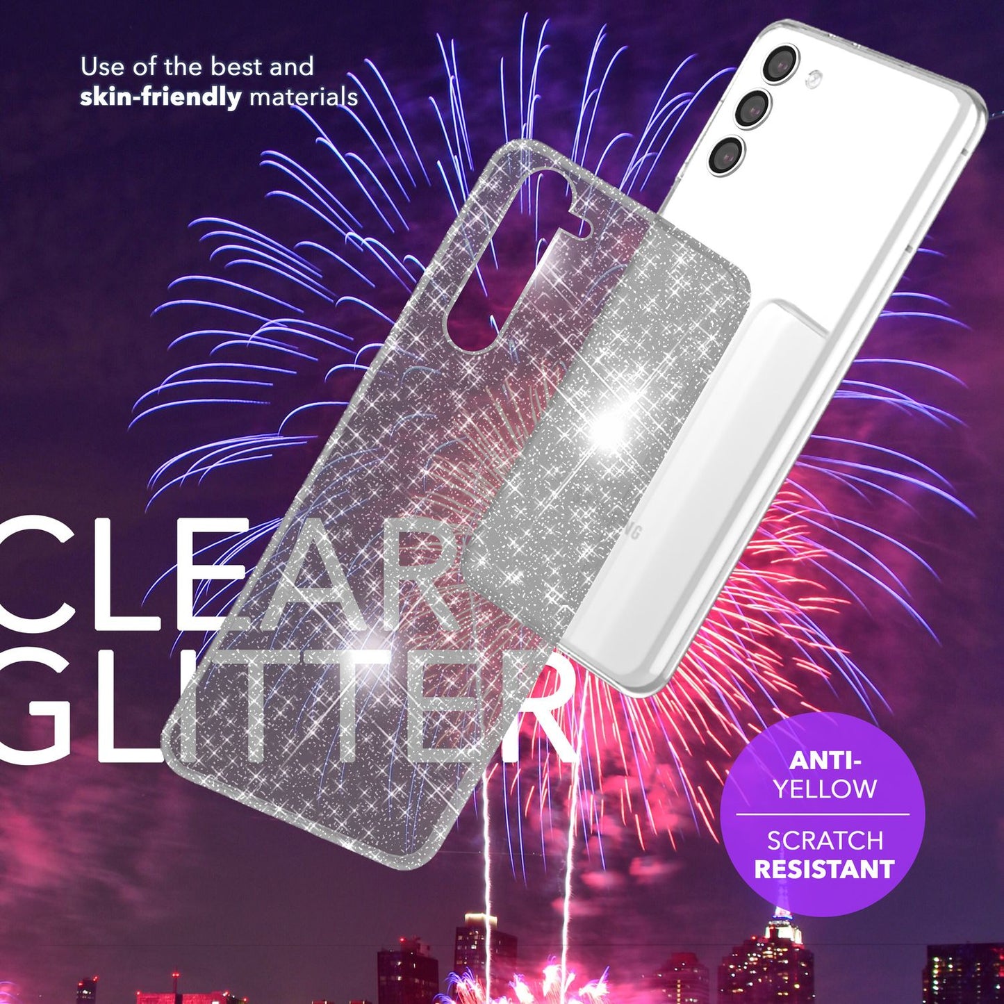 NALIA Glitzerhülle für Samsung Galaxy S24 Plus – Funkelndes Silikon Case – DAZZLIN (Transparent & Stoßfest) – Marke aus Berlin
