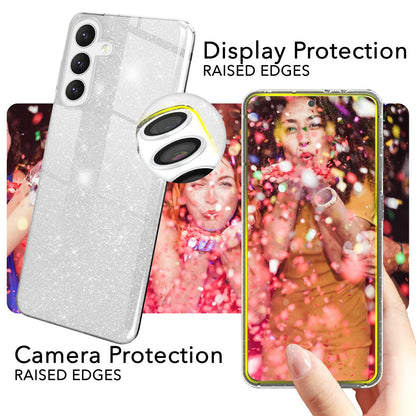 NALIA Glitzerhülle für Samsung Galaxy S24 – Funkelnder Glitzer-Look & Grip – SHINEPOP (Silikon Case) – Marke aus Berlin