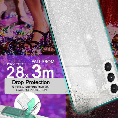 NALIA Glitzerhülle für Samsung Galaxy S24 Plus – Funkelnder Glitzer-Look & Grip – SHINEPOP (Silikon Case) – Marke aus Berlin