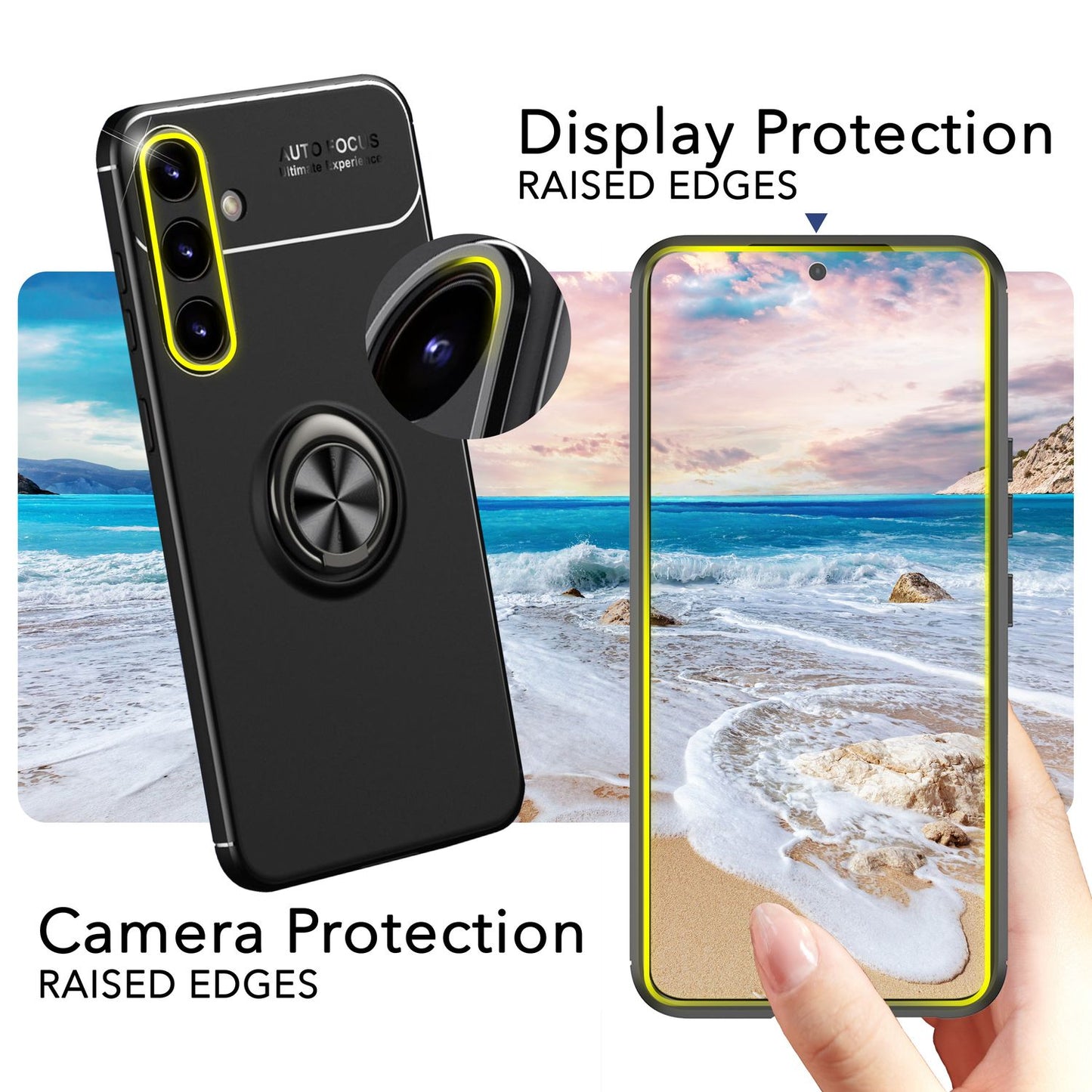 NALIA Ringhülle für Samsung Galaxy S24 – Ring-Ständer 360° & für Magnet-Halter – GRIP360 (Mattiertes Silikon Case) – Marke aus Berlin