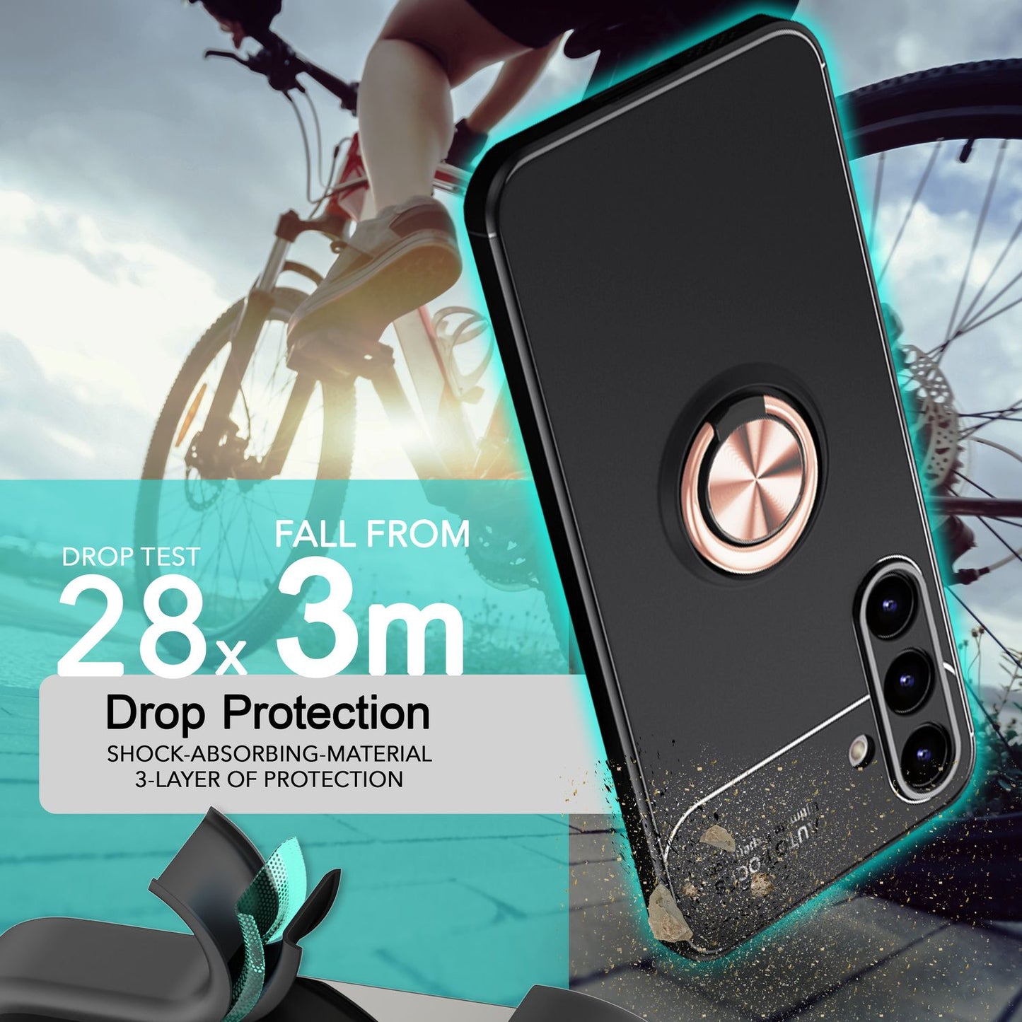 NALIA Ringhülle für Samsung Galaxy S24 – Ring-Ständer 360° & für Magnet-Halter – GRIP360 (Mattiertes Silikon Case) – Marke aus Berlin