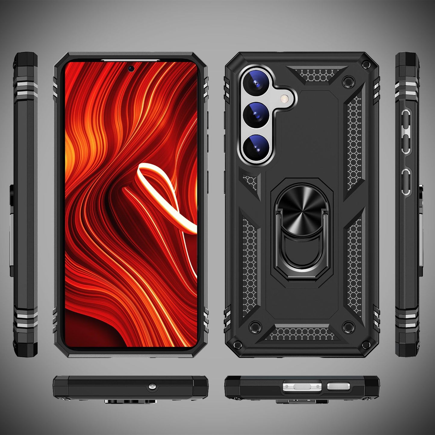 NALIA Panzerhülle für Samsung Galaxy S24 – Ring-Ständer 360° & Magnet-Halterung Kompatibel – RINGDEFEND (Stoßfestes Outdoor Case) – Marke aus Berlin