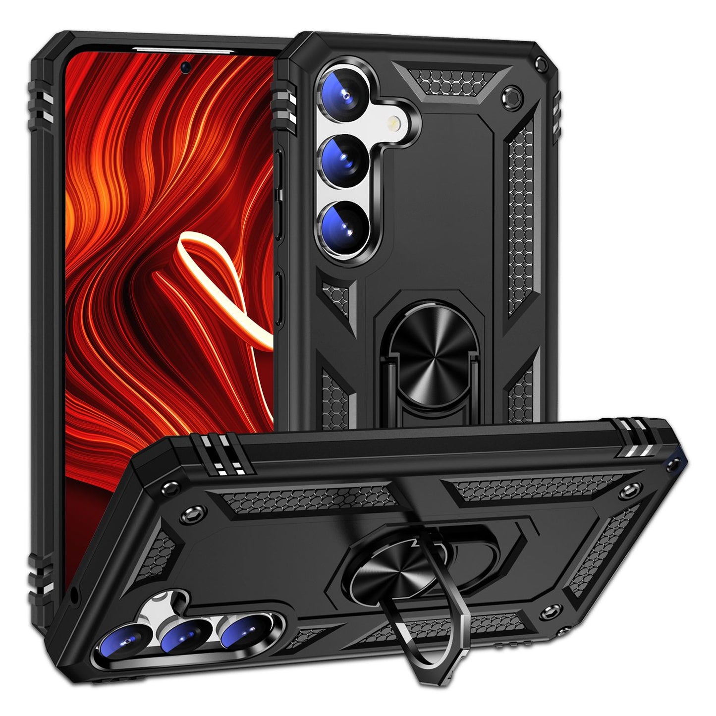 NALIA Panzerhülle für Samsung Galaxy S24 Plus – Ring-Ständer 360° & Magnet-Halterung Kompatibel – RINGDEFEND (Stoßfestes Outdoor Case) – Marke aus Berlin