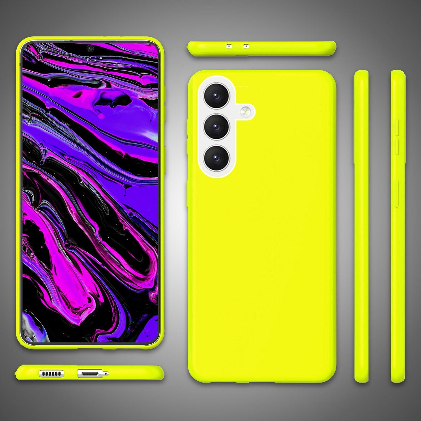 NALIA Neon Silikonhülle für Samsung Galaxy S24 – Soft-Touch & Signal-Neon – NEONSHOCK (Matte Schutzhülle) – Marke aus Berlin
