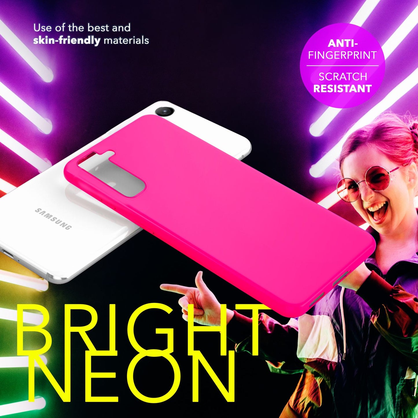 NALIA Neon Silikonhülle für Samsung Galaxy S24 Plus – Soft-Touch & Signal-Neon – NEONSHOCK (Matte Schutzhülle) – Marke aus Berlin