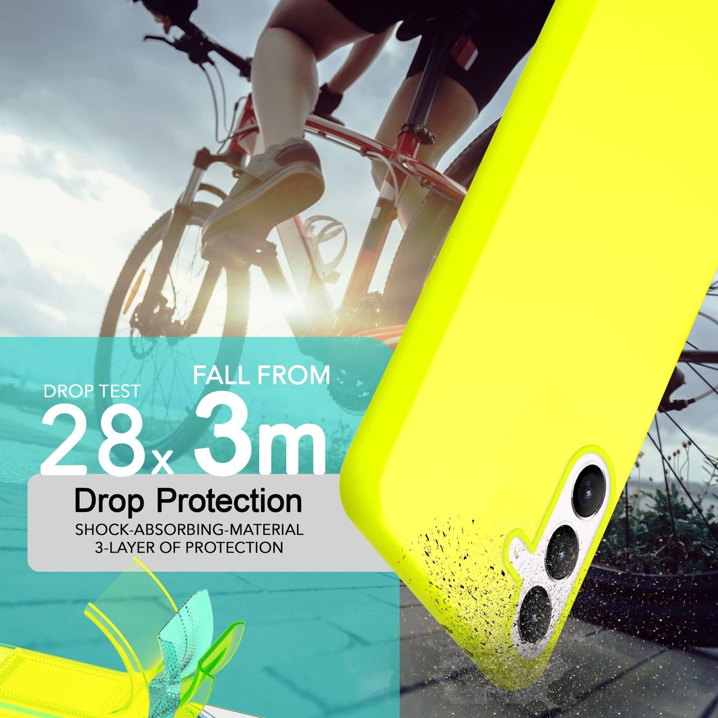NALIA Neon Silikonhülle für Samsung Galaxy S24 Plus – Soft-Touch & Signal-Neon – NEONSHOCK (Matte Schutzhülle) – Marke aus Berlin