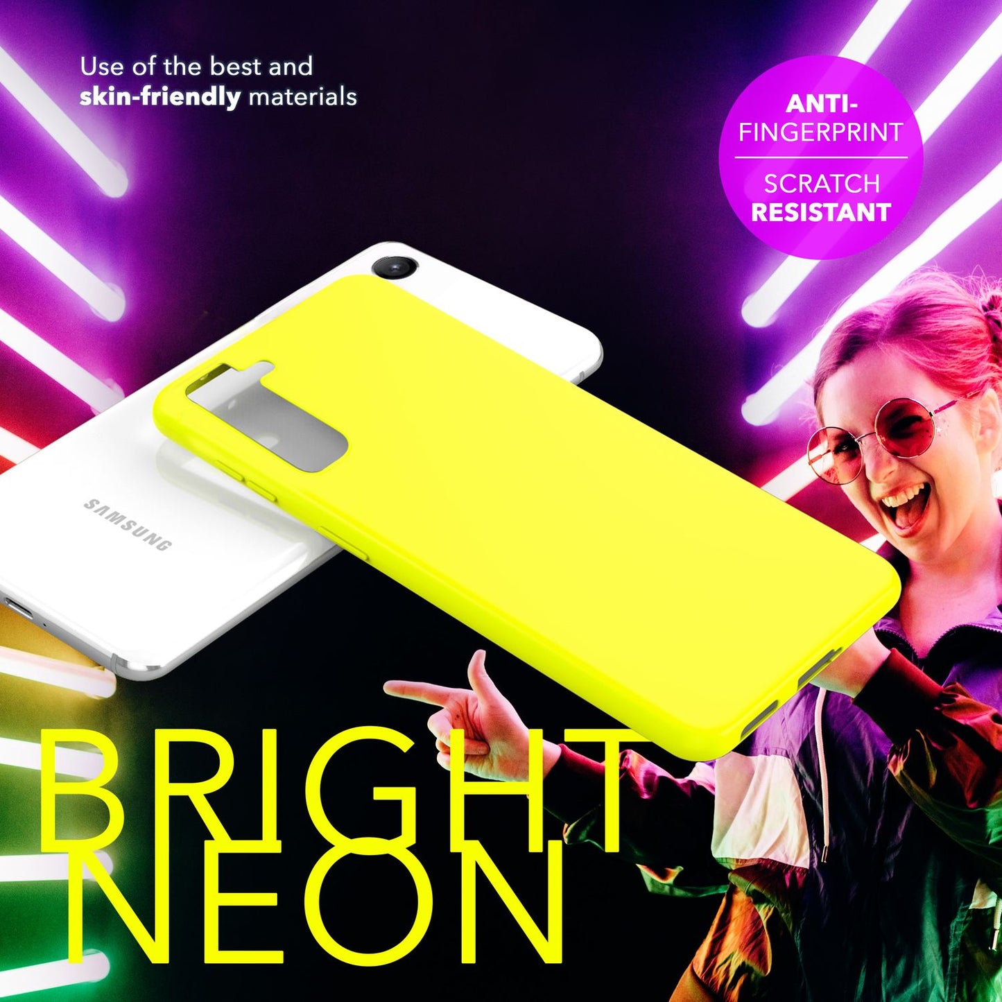 NALIA Neon Silikonhülle für Samsung Galaxy S24 Plus – Soft-Touch & Signal-Neon – NEONSHOCK (Matte Schutzhülle) – Marke aus Berlin