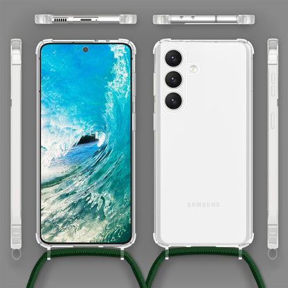 NALIA Handykette für Samsung Galaxy S24 – Transparentes Hybrid-Case & Band – HANGIT PRO (Anti-Gelb Rückseite & Verstellbar) – Marke aus Berlin
