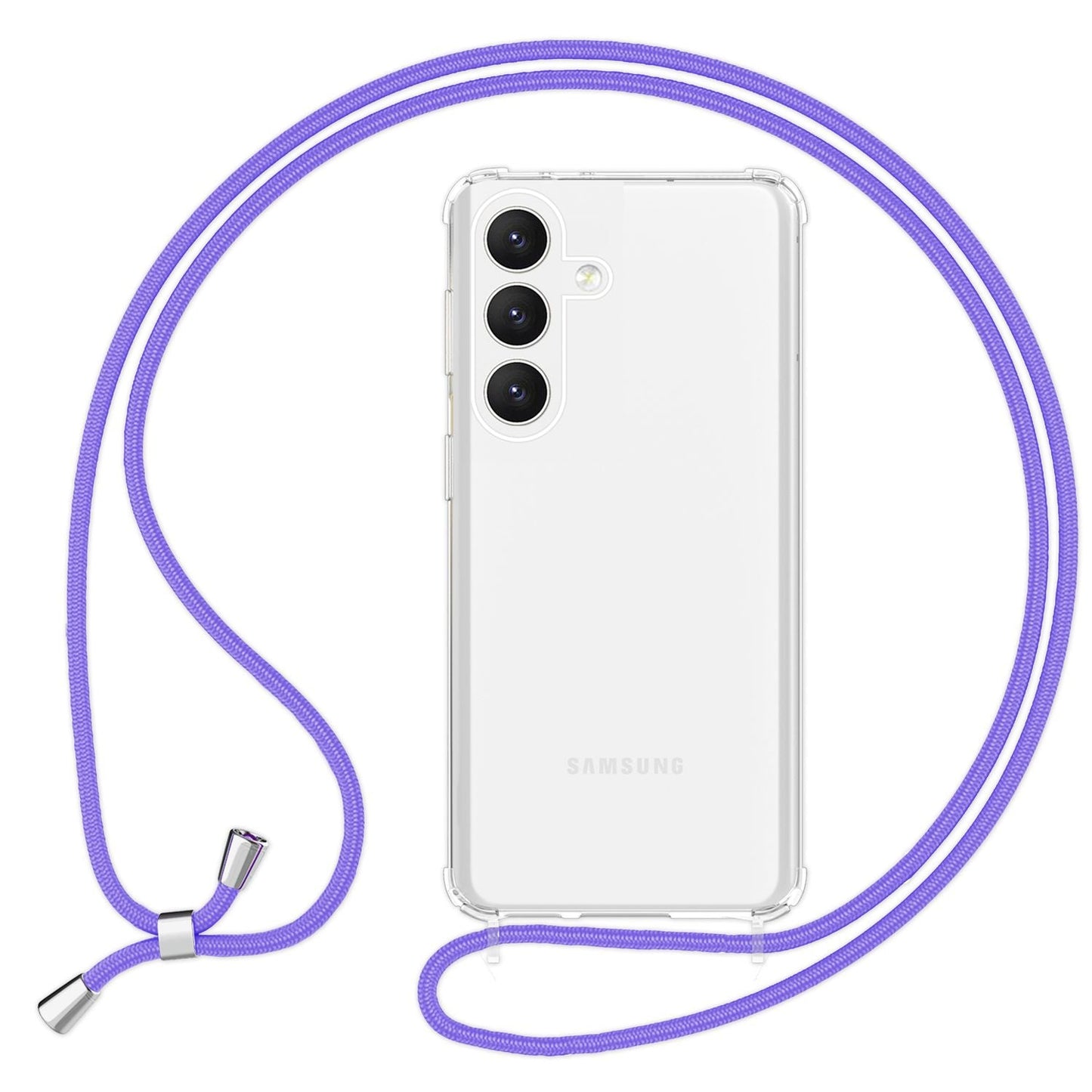 NALIA Handykette für Samsung Galaxy S24 – Transparentes Hybrid-Case & Band – HANGIT PRO (Anti-Gelb Rückseite & Verstellbar) – Marke aus Berlin