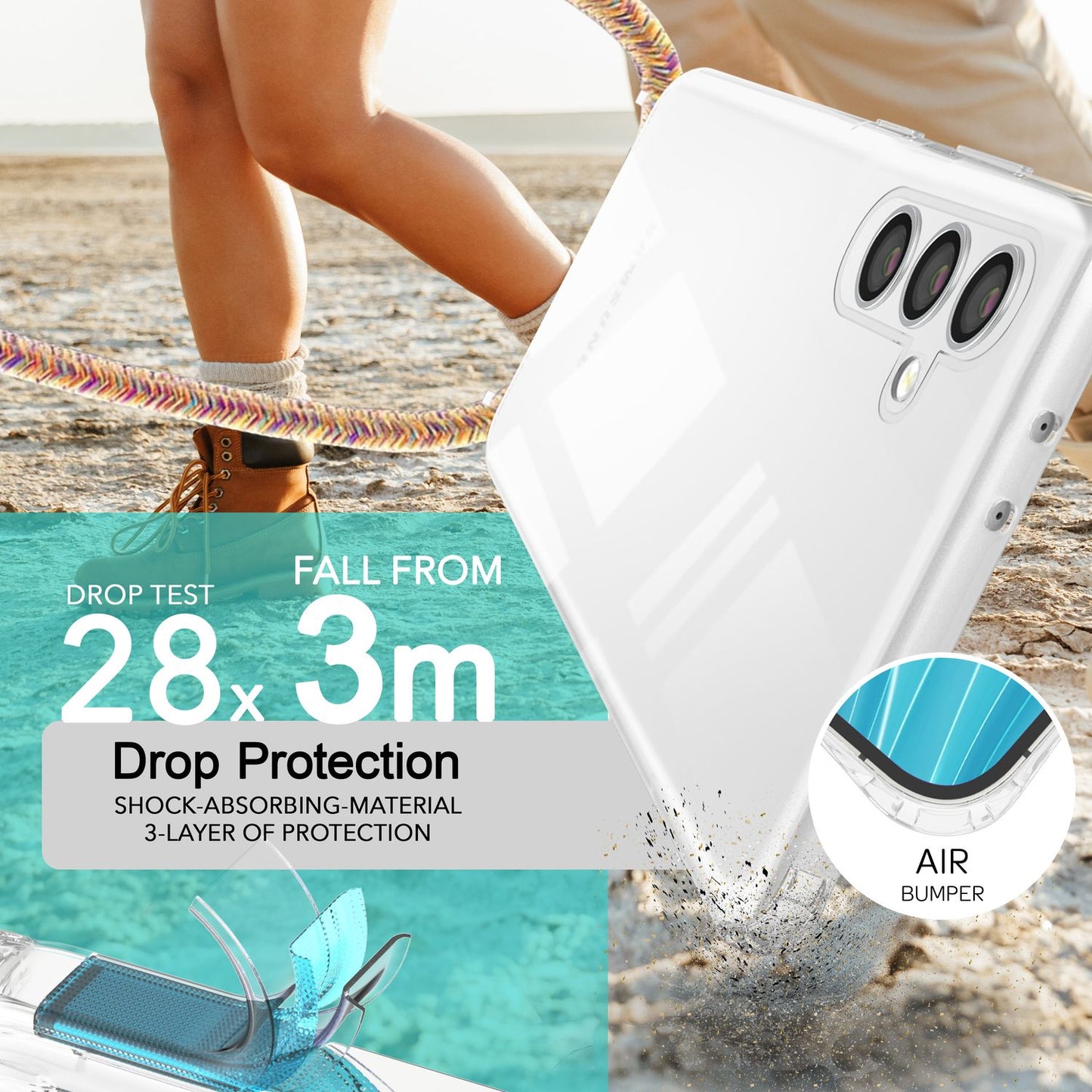 NALIA Handykette für Samsung Galaxy S24 – Transparentes Hybrid-Case & Band – HANGIT PRO (Anti-Gelb Rückseite & Verstellbar) – Marke aus Berlin