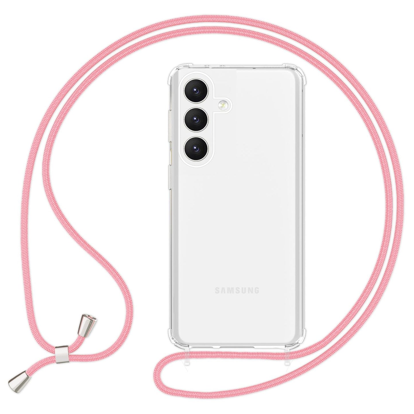 NALIA Handykette für Samsung Galaxy S24 – Transparentes Hybrid-Case & Band – HANGIT PRO (Anti-Gelb Rückseite & Verstellbar) – Marke aus Berlin