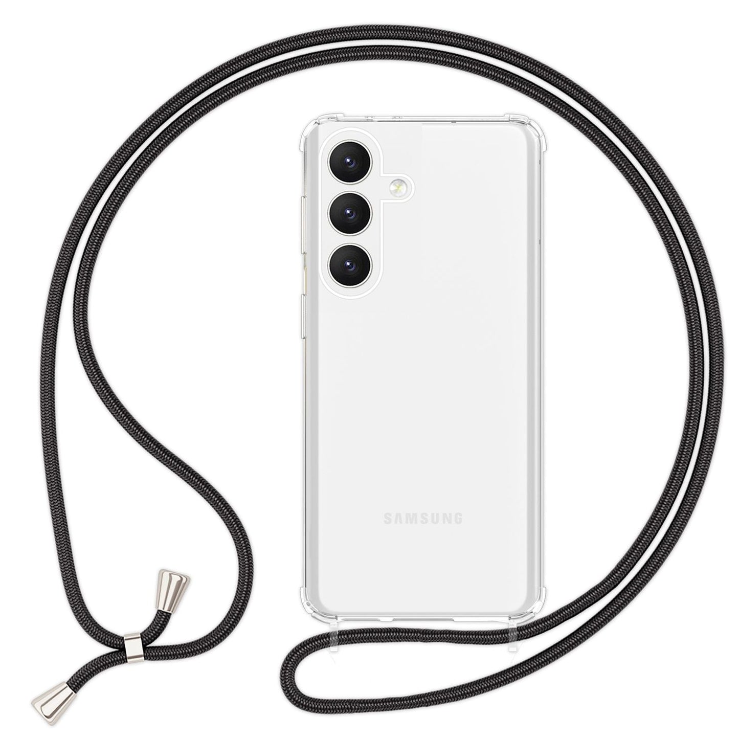 NALIA Handykette für Samsung Galaxy S24 – Transparentes Hybrid-Case & Band – HANGIT PRO (Anti-Gelb Rückseite & Verstellbar) – Marke aus Berlin