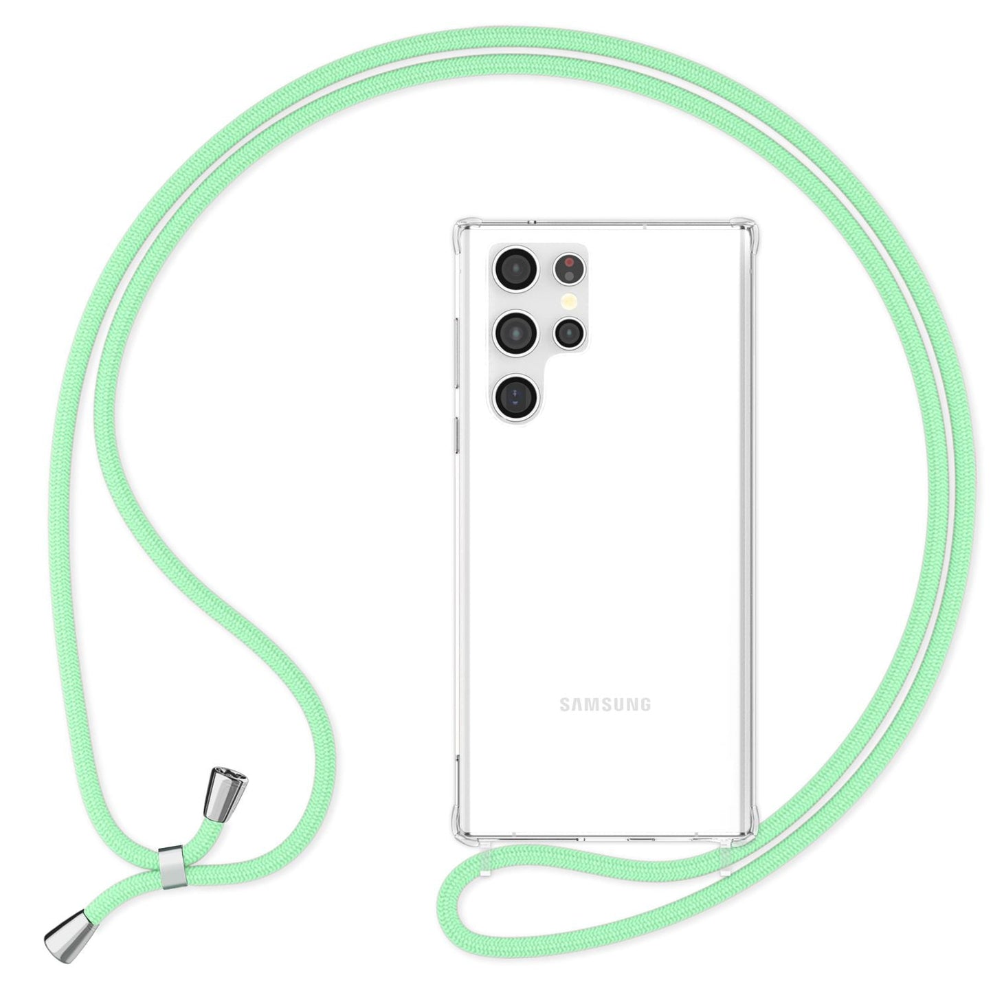 NALIA Handykette für Samsung Galaxy S24 Ultra – Transparentes Hybrid-Case & Band – HANGIT PRO (Anti-Gelb Rückseite & Verstellbar) – Marke aus Berlin