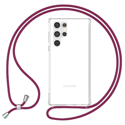 NALIA Handykette für Samsung Galaxy S24 Ultra – Transparentes Hybrid-Case & Band – HANGIT PRO (Anti-Gelb Rückseite & Verstellbar) – Marke aus Berlin