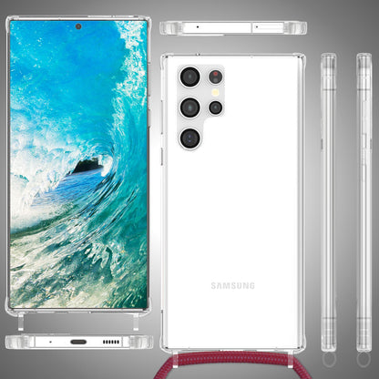 NALIA Handykette für Samsung Galaxy S24 Ultra – Transparentes Hybrid-Case & Band – HANGIT PRO (Anti-Gelb Rückseite & Verstellbar) – Marke aus Berlin