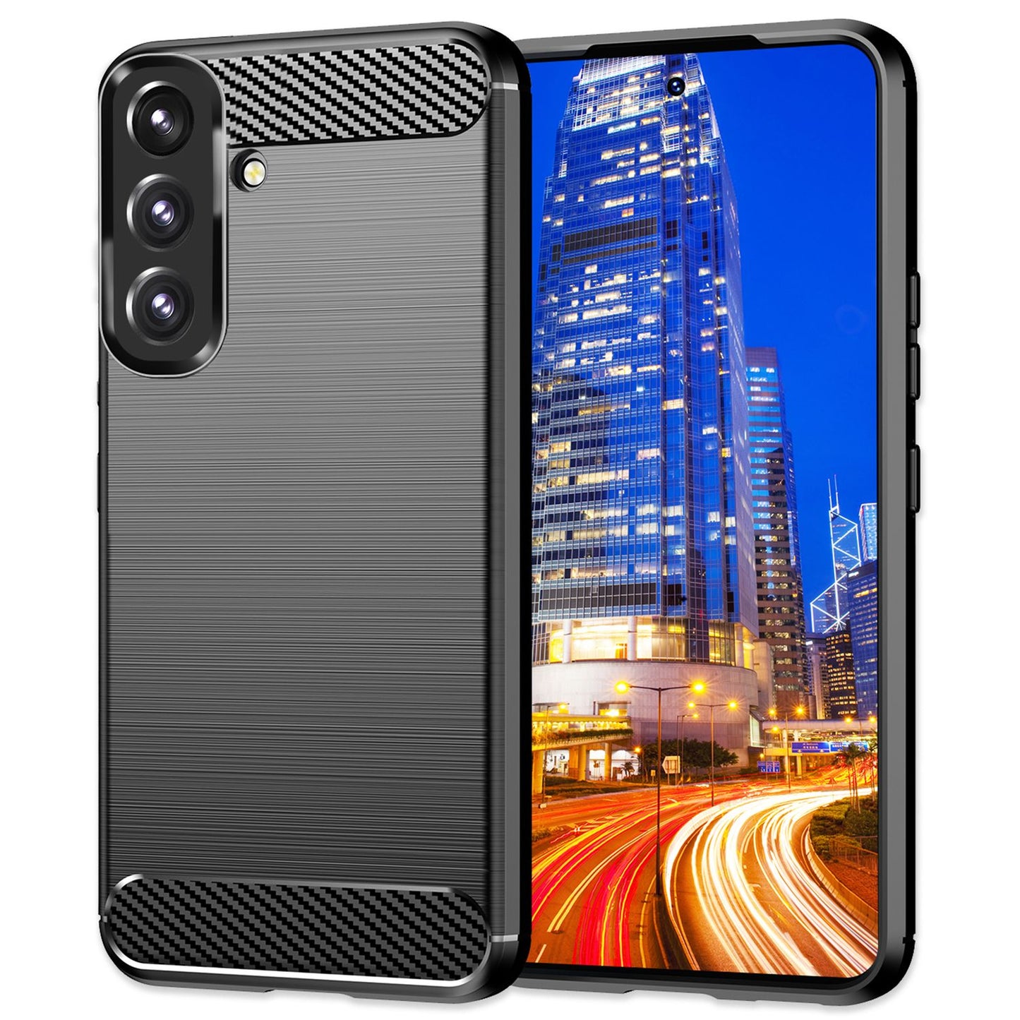NALIA Silikonhülle für Samsung Galaxy S24 – Rutschfest & Matt – VORTEX (Gebürstete Optik & Carbon Design) – Marke aus Berlin