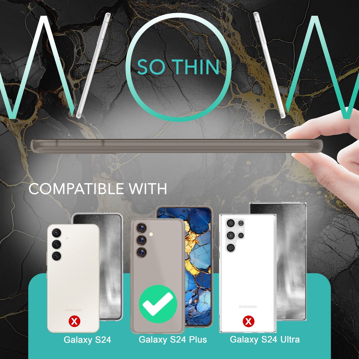 NALIA Ultra Slim Hardcase für Samsung Galaxy S24 Plus – Matt & 0.3mm Dünn – PHANTOM (Hauchdünnes Cover & Kamera-Vollschutz) – Marke aus Berlin