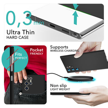 NALIA Ultra Slim Hardcase für Samsung Galaxy S24 Ultra – Matt & 0.3mm Dünn – PHANTOM (Hauchdünnes Cover & Kamera-Vollschutz) – Marke aus Berlin