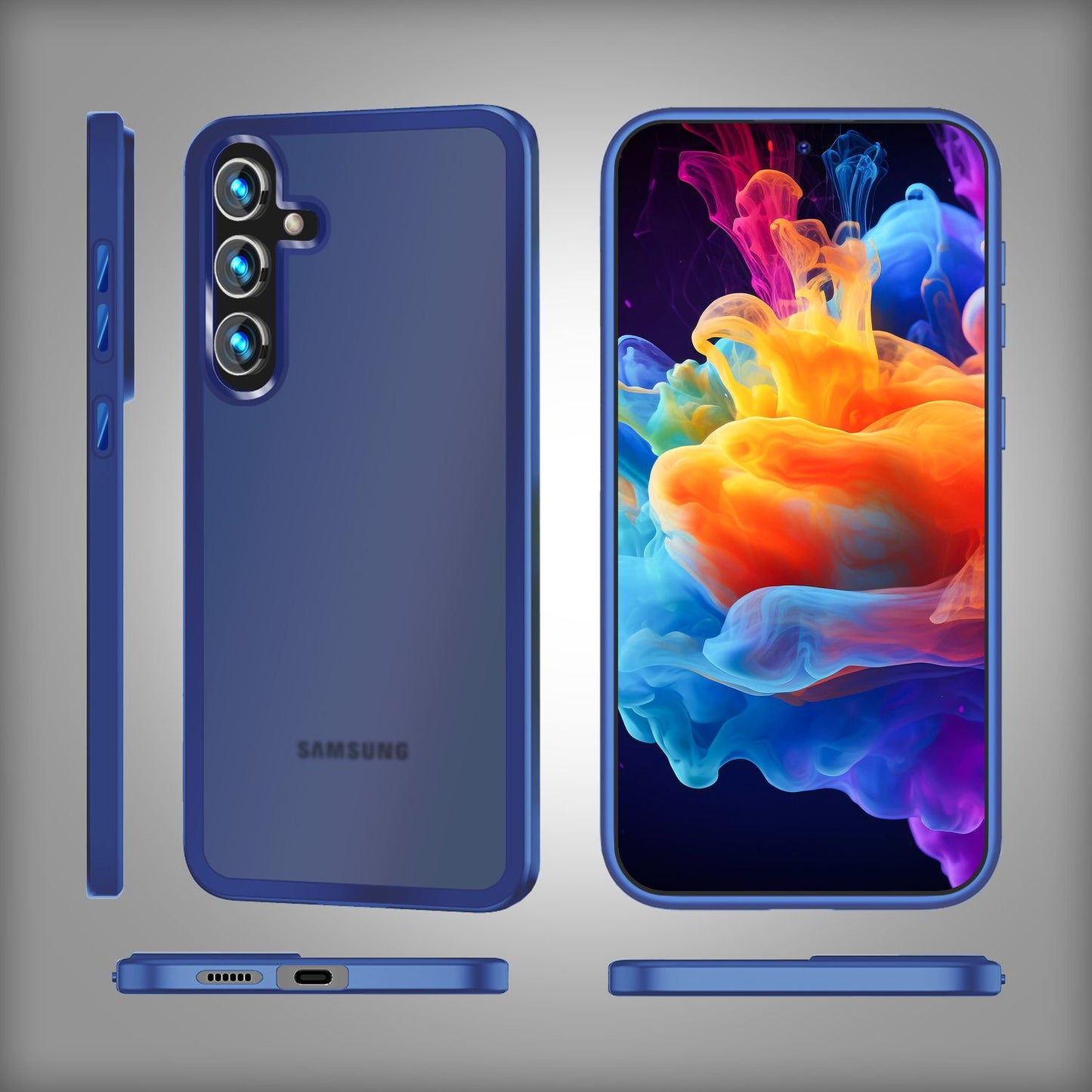 NALIA Matte Handyhülle für Samsung Galaxy S24 – Stoßfester Silikon-Rahmen & Semi-Transparent – FUZION (Anti-Fingerprint Case) – Marke aus Berlin