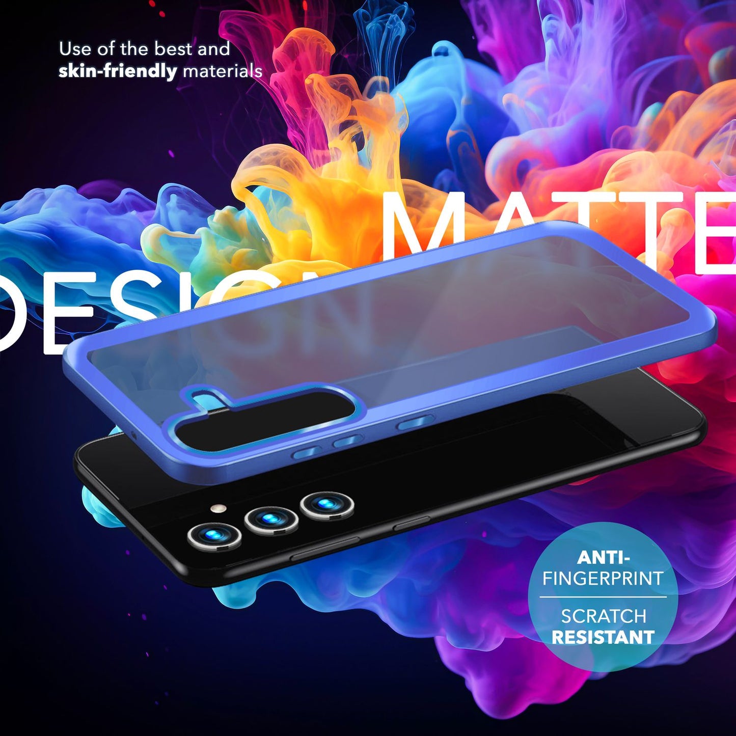 NALIA Matte Handyhülle für Samsung Galaxy S24 Plus – Stoßfester Silikon-Rahmen & Semi-Transparent – FUZION (Anti-Fingerprint Case) – Marke aus Berlin