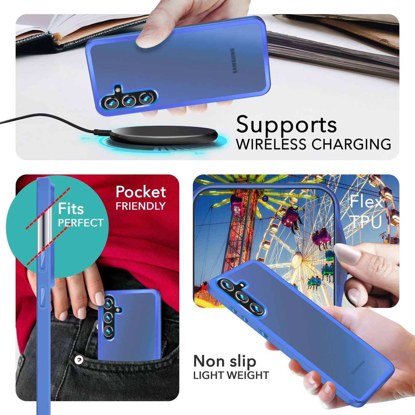 NALIA Matte Handyhülle für Samsung Galaxy S24 Plus – Stoßfester Silikon-Rahmen & Semi-Transparent – FUZION (Anti-Fingerprint Case) – Marke aus Berlin