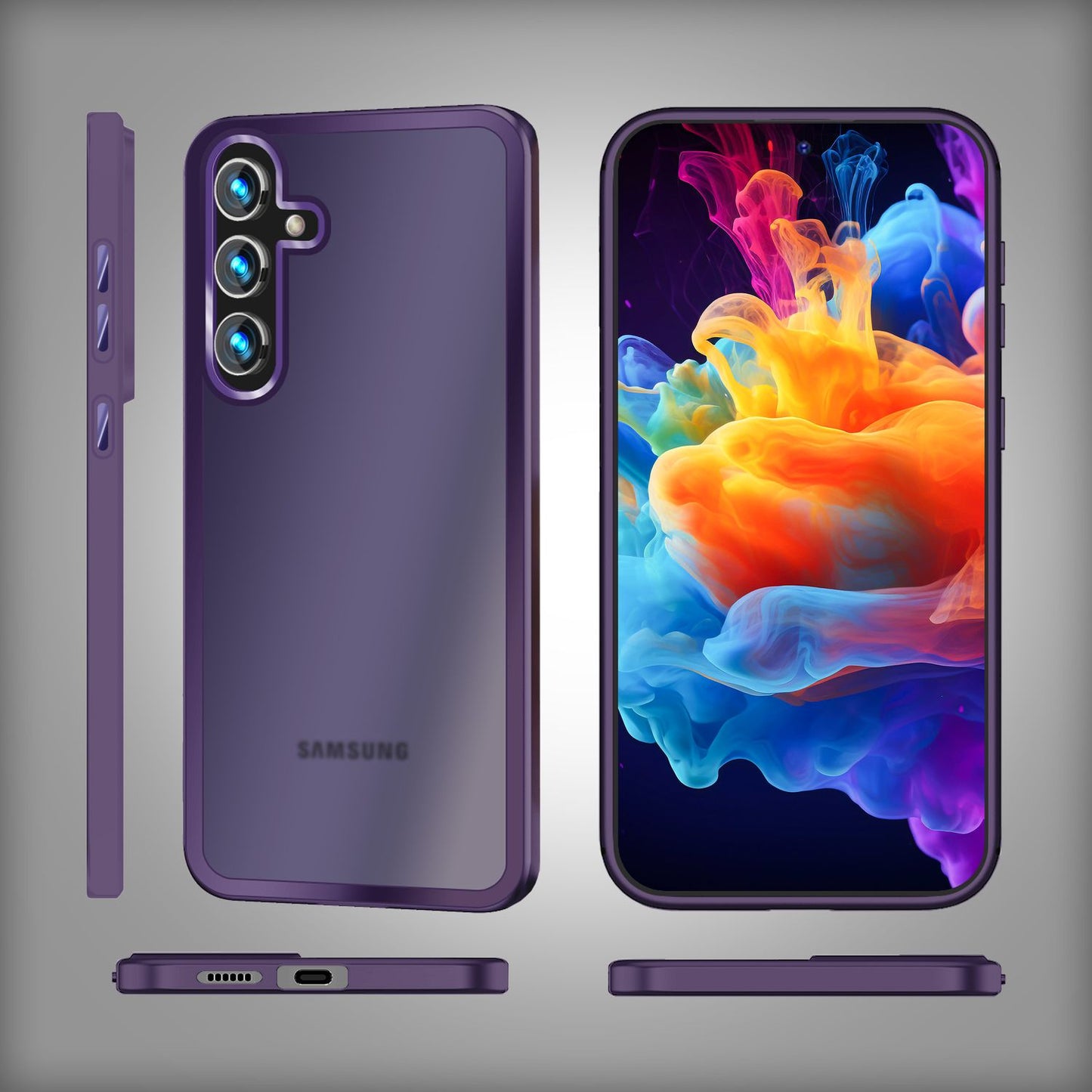 NALIA Matte Handyhülle für Samsung Galaxy S24 Plus – Stoßfester Silikon-Rahmen & Semi-Transparent – FUZION (Anti-Fingerprint Case) – Marke aus Berlin
