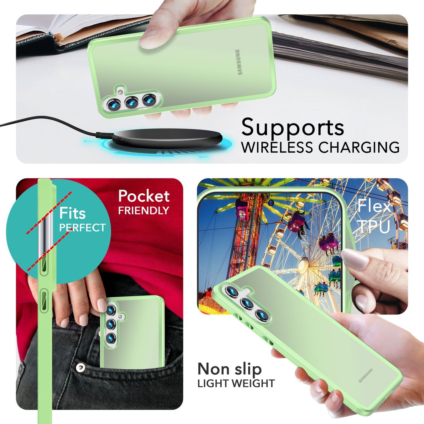 NALIA Matte Handyhülle für Samsung Galaxy S24 Plus – Stoßfester Silikon-Rahmen & Semi-Transparent – FUZION (Anti-Fingerprint Case) – Marke aus Berlin