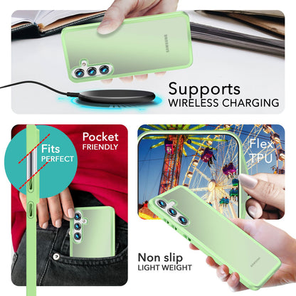 NALIA Matte Handyhülle für Samsung Galaxy S24 Plus – Stoßfester Silikon-Rahmen & Semi-Transparent – FUZION (Anti-Fingerprint Case) – Marke aus Berlin