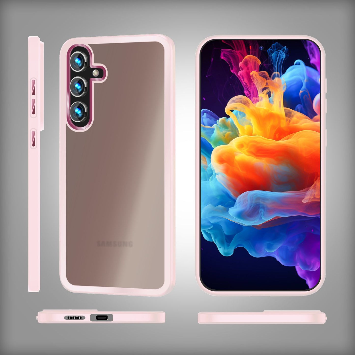 NALIA Matte Handyhülle für Samsung Galaxy S24 Plus – Stoßfester Silikon-Rahmen & Semi-Transparent – FUZION (Anti-Fingerprint Case) – Marke aus Berlin
