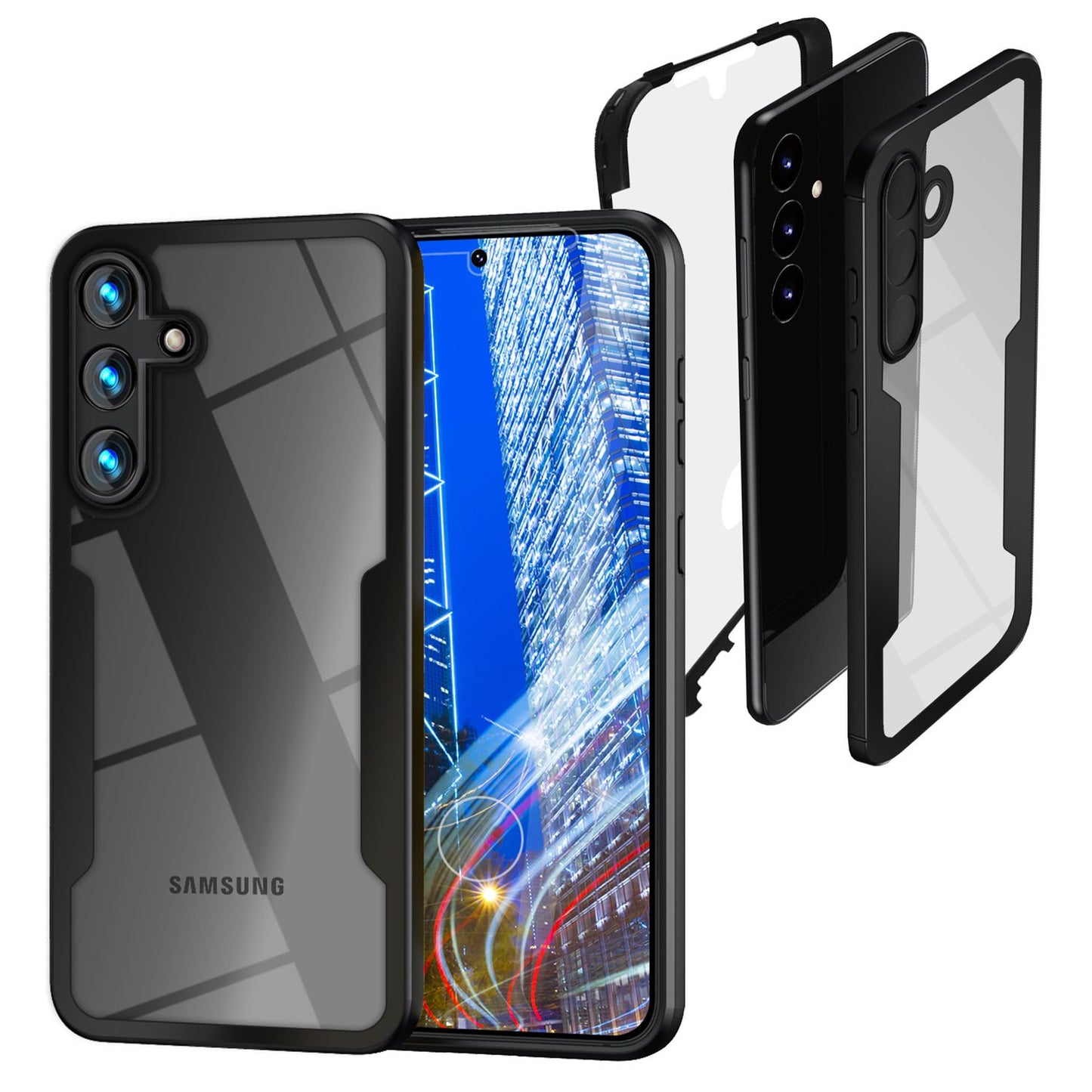 NALIA 360° Hülle für Samsung Galaxy S24 – Vergilbungsfrei & Rutschfester Matt-Rahmen – SURROUND (Full-Body Case mit Kameraschutz) – Marke aus Berlin