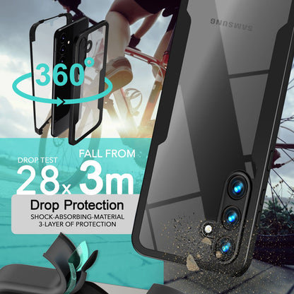 NALIA 360° Hülle für Samsung Galaxy S24 – Vergilbungsfrei & Rutschfester Matt-Rahmen – SURROUND (Full-Body Case mit Kameraschutz) – Marke aus Berlin