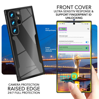 NALIA 360° Hülle für Samsung Galaxy S24 Ultra – Vergilbungsfrei & Rutschfester Matt-Rahmen – SURROUND (Full-Body Case mit Kameraschutz) – Marke aus Berlin